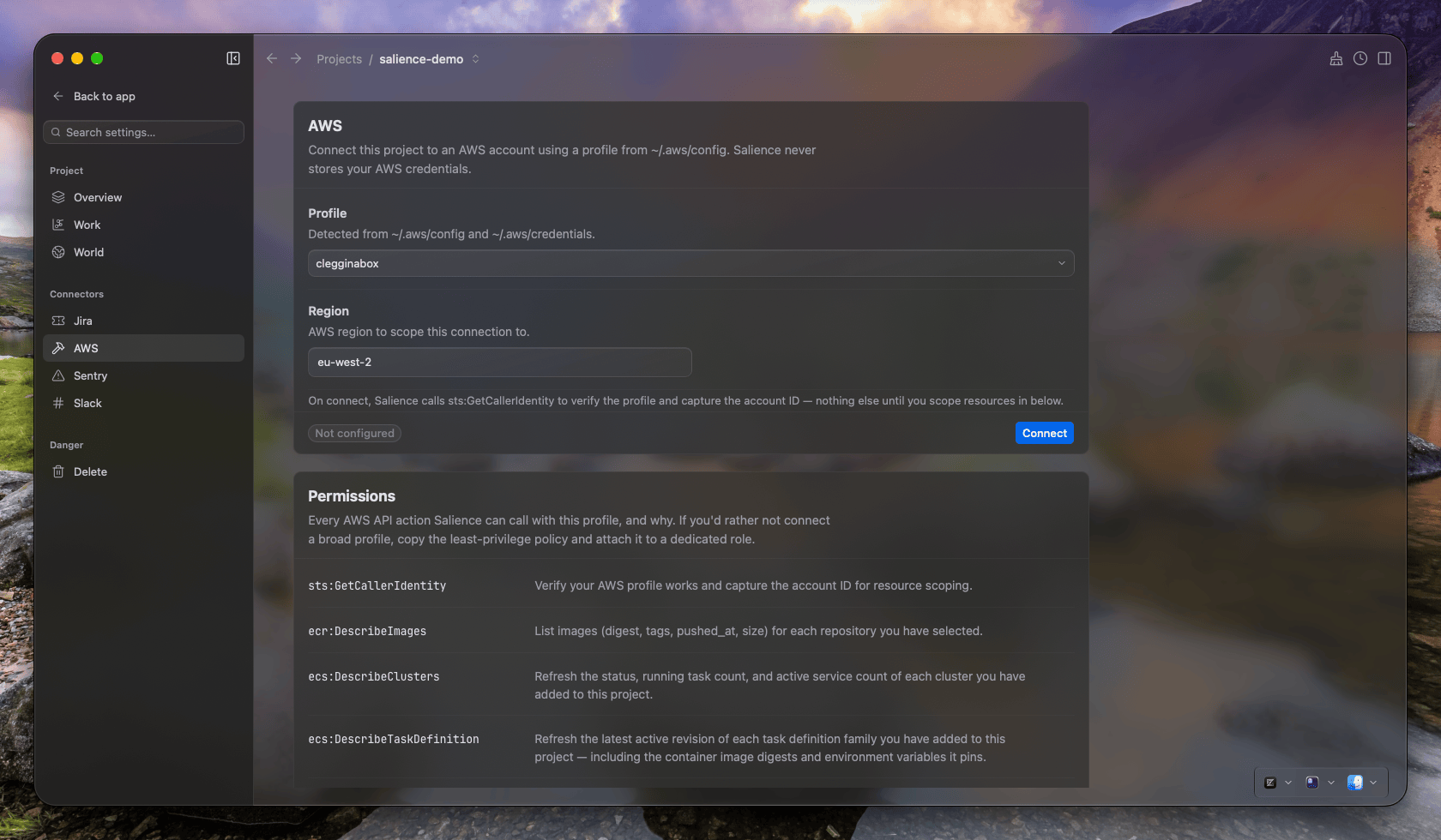 AWS Project Settings