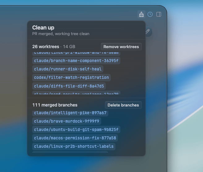 The Clean up menu