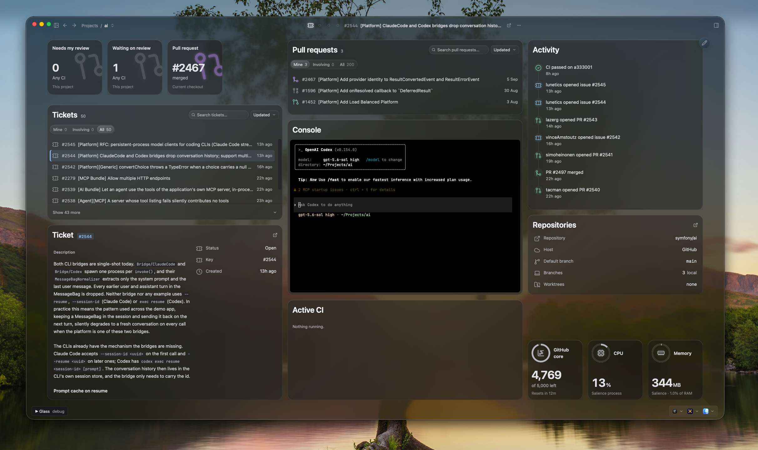 A Salience dashboard